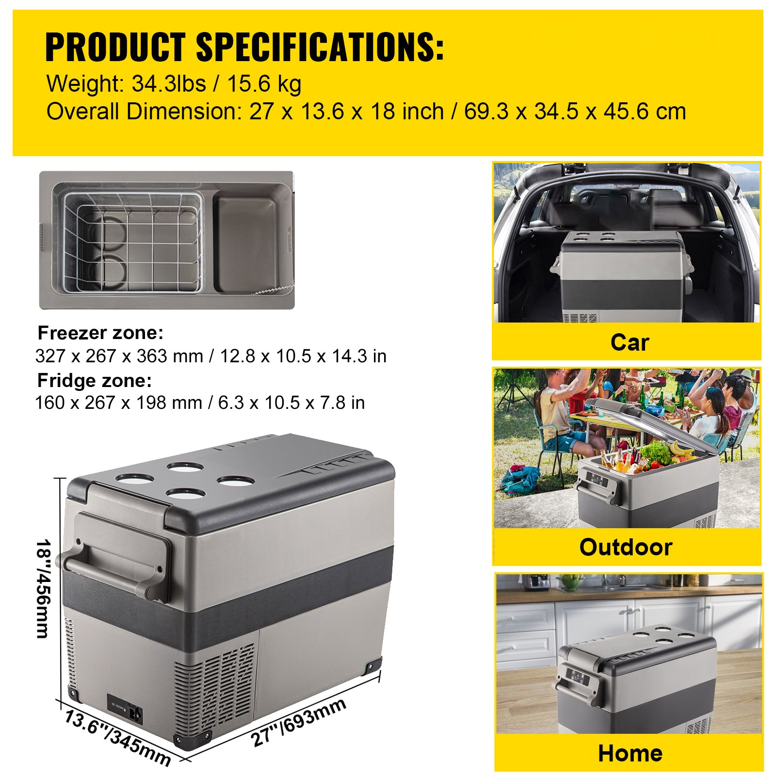 12 Volt Refrigerator, 48 Quart (45L) Fast Cooling Portable Freezer with App Control (-4℉~68℉), Car Fridge with 12/24v DC & 110-240v AC for Travel, Truck, Camping and Home Use, Black image 7