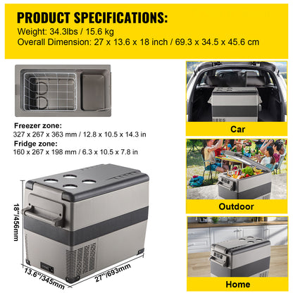 12 Volt Refrigerator, 48 Quart (45L) Fast Cooling Portable Freezer with App Control (-4℉~68℉), Car Fridge with 12/24v DC & 110-240v AC for Travel, Truck, Camping and Home Use, Black image 7