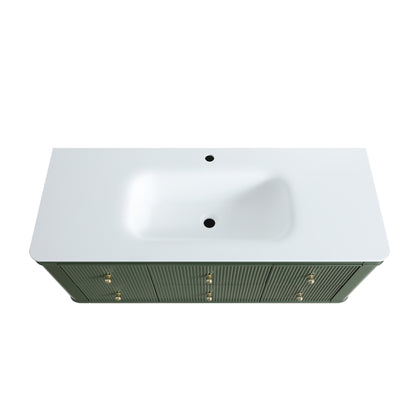 48" Wall Mounted & Floating Single Green Bathroom Vanity with Sink image 6