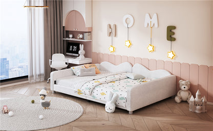Full size Upholstered Daybed, Sherpa Fabric Sofabed with Cloud-Shaped Backrest, No Box-spring Needed, White(Old SKU: WF532069AAK) image 11