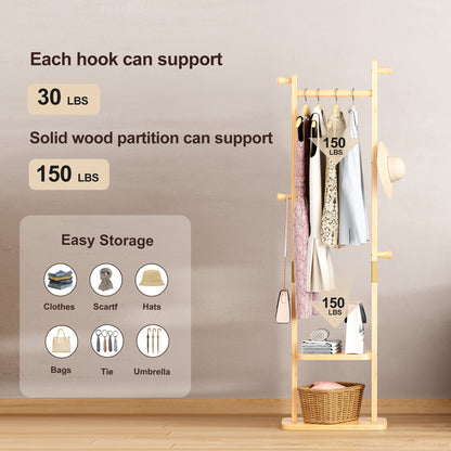Coat Racks solid wood hanger 18.9* 11.8*71in Solid environmental protection easy to assemble beautiful can be placed in the bedroom/entrance/living room (wood color) image 8