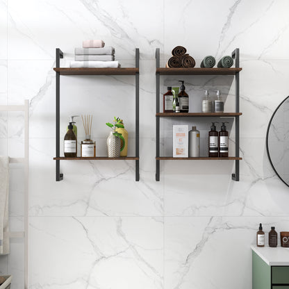 3 Tier and 2 Tier Bathroom Shelves Metal, Wood Hanging Storage Bookshelf image 1