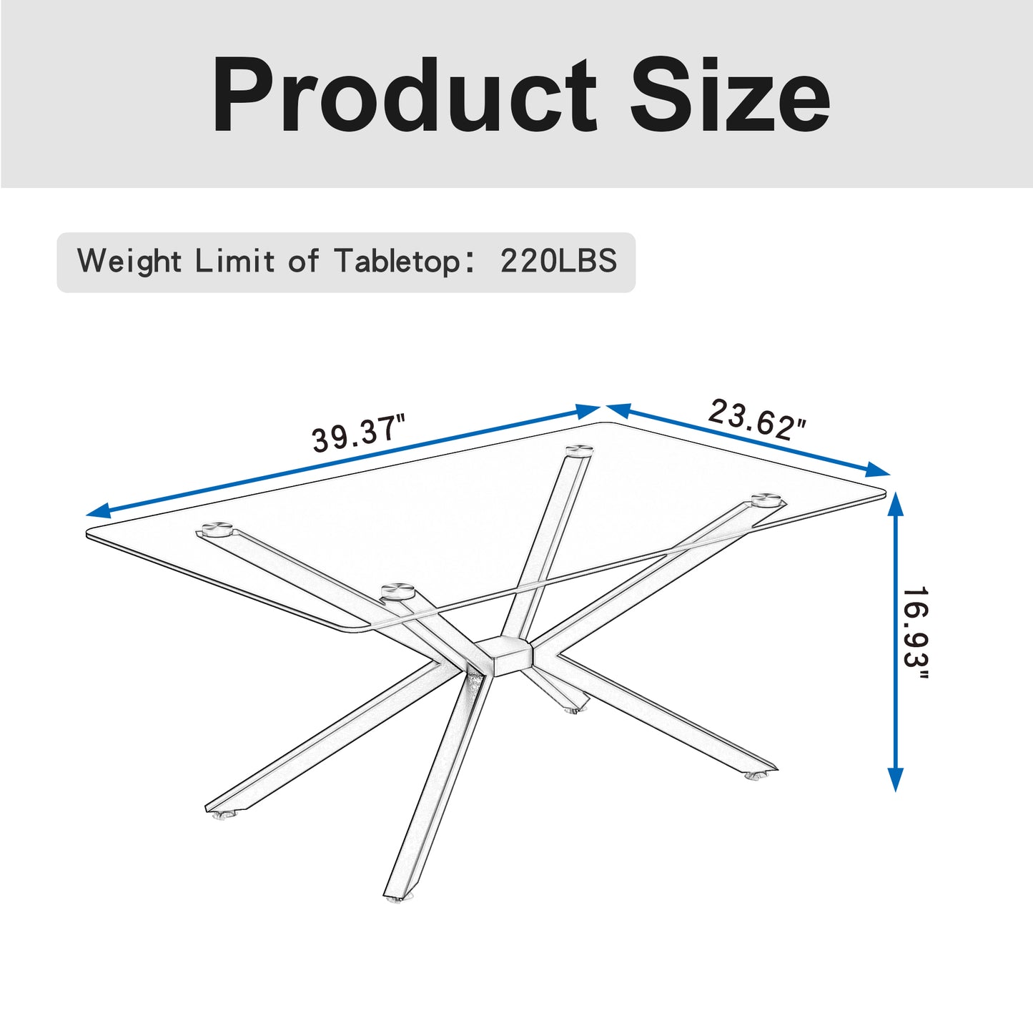 39.37" Rectangular Clear Tempered Glass Coffee Table,Stylish Design with Gold Metal Legs, Coffee Table for Living Room image 5