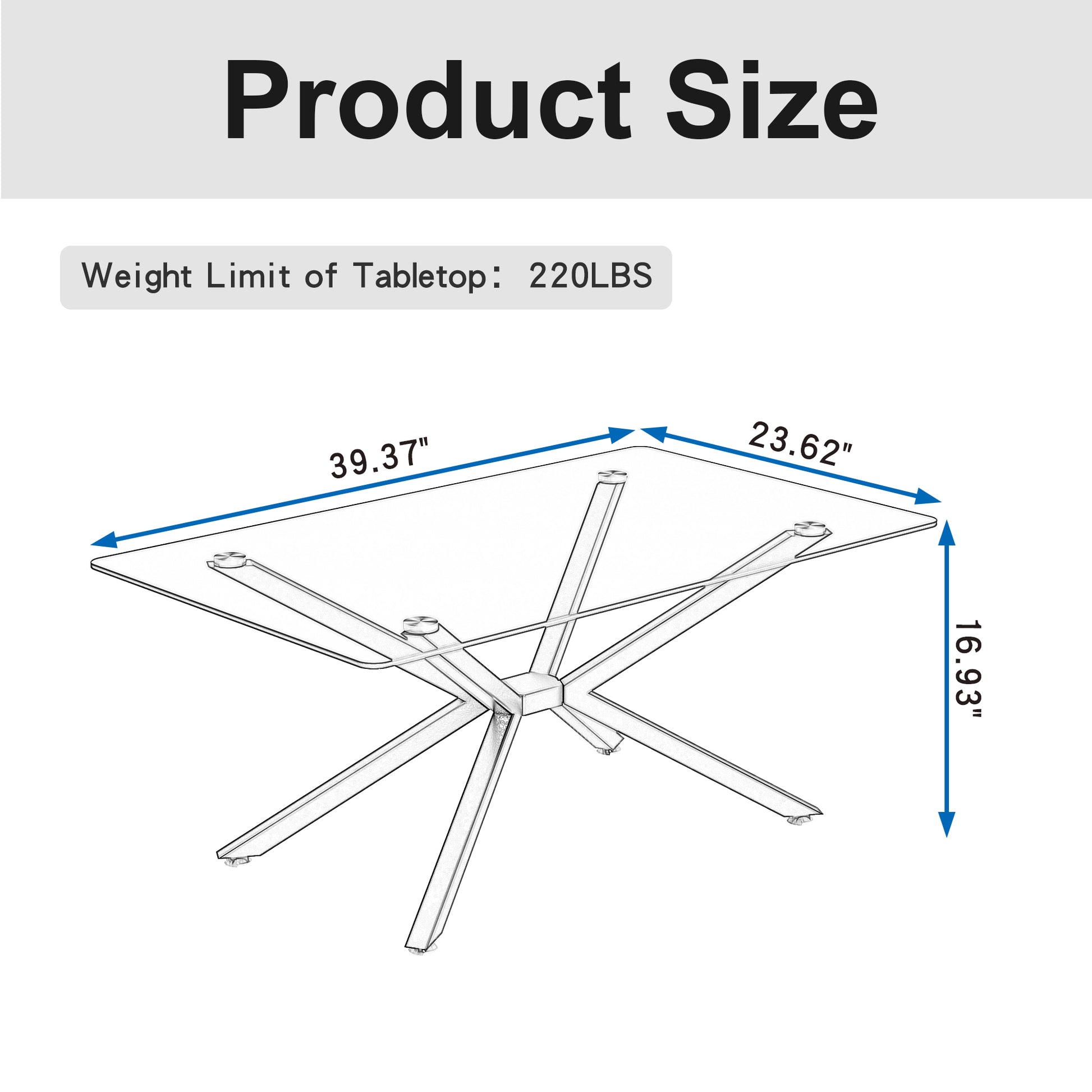 39.37" Rectangular Clear Tempered Glass Coffee Table,Stylish Design with Gold Metal Legs, Coffee Table for Living Room image 5