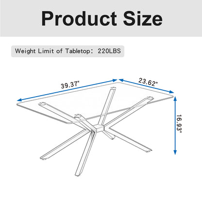 39.37" Rectangular Clear Tempered Glass Coffee Table,Stylish Design with Gold Metal Legs, Coffee Table for Living Room image 5