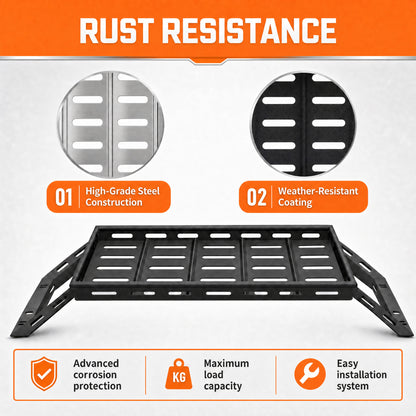 Black Rear Trunk Cargo Rack Basket Tray For 2007-2026 Jeep Wrangler JK JL Unlimited 4-Door (Exclude Sky One-Touch Power Top) Hardtop Heavy Duty Steel Interior Storage image 2