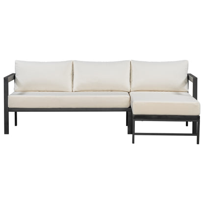 U_style Outdoor L-Shaped Sofa with Iron Frame,Weather-Resistant Patio Sofa Set with Ultra-Thick Cushions,Comfortable Seating for 3,Ideal for Patio, Balcony,and Garden image 11