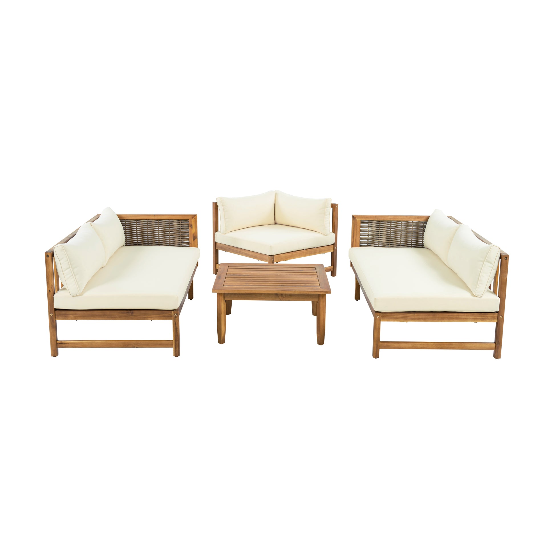 SECTIONAL SEATING GROUP WITH WATERPROOF CUSHIONS - PREMIUM OUTDOOR SOFA SET(BEIGE CUSHION) image 9