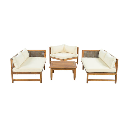 SECTIONAL SEATING GROUP WITH WATERPROOF CUSHIONS - PREMIUM OUTDOOR SOFA SET(BEIGE CUSHION) image 9