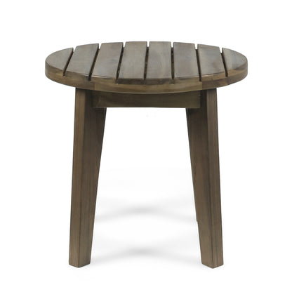 Outdoor 16" Acacia Wood Side Table, Gray Finish image 4
