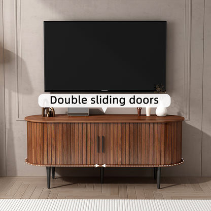 TV Stand, 47" Modern TV Console Table with Storage Compartment and Sliding Door, Gaming Entertainment Center with Cabinet for Living Room, Bedroom, Office (Walnut) image 4