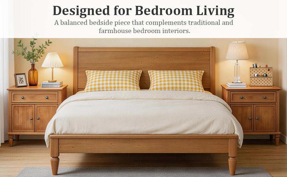 Farmhouse nightstand in bedroom setting