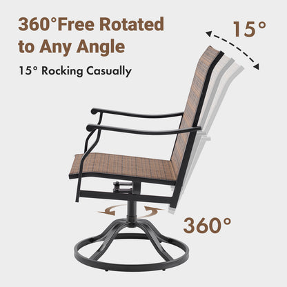 Outdoor Dining Chairs Set of 2, 360°Swivel Patio Dining Chair with Textilene Fabric, Outdoor Metal Armchair All Weather Resistant, Ergonomic Comfort, Perfect for Patio, Backyard, Balcony image 3