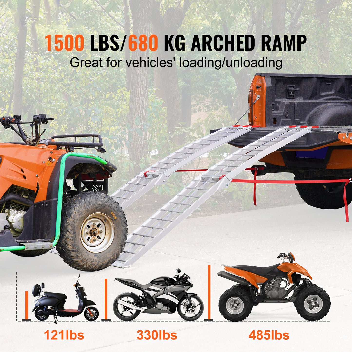 Aluminum Ramp 1500 LBS Foldable Loading Ramps for Pickup Trucks Bed 2 PCS image 5