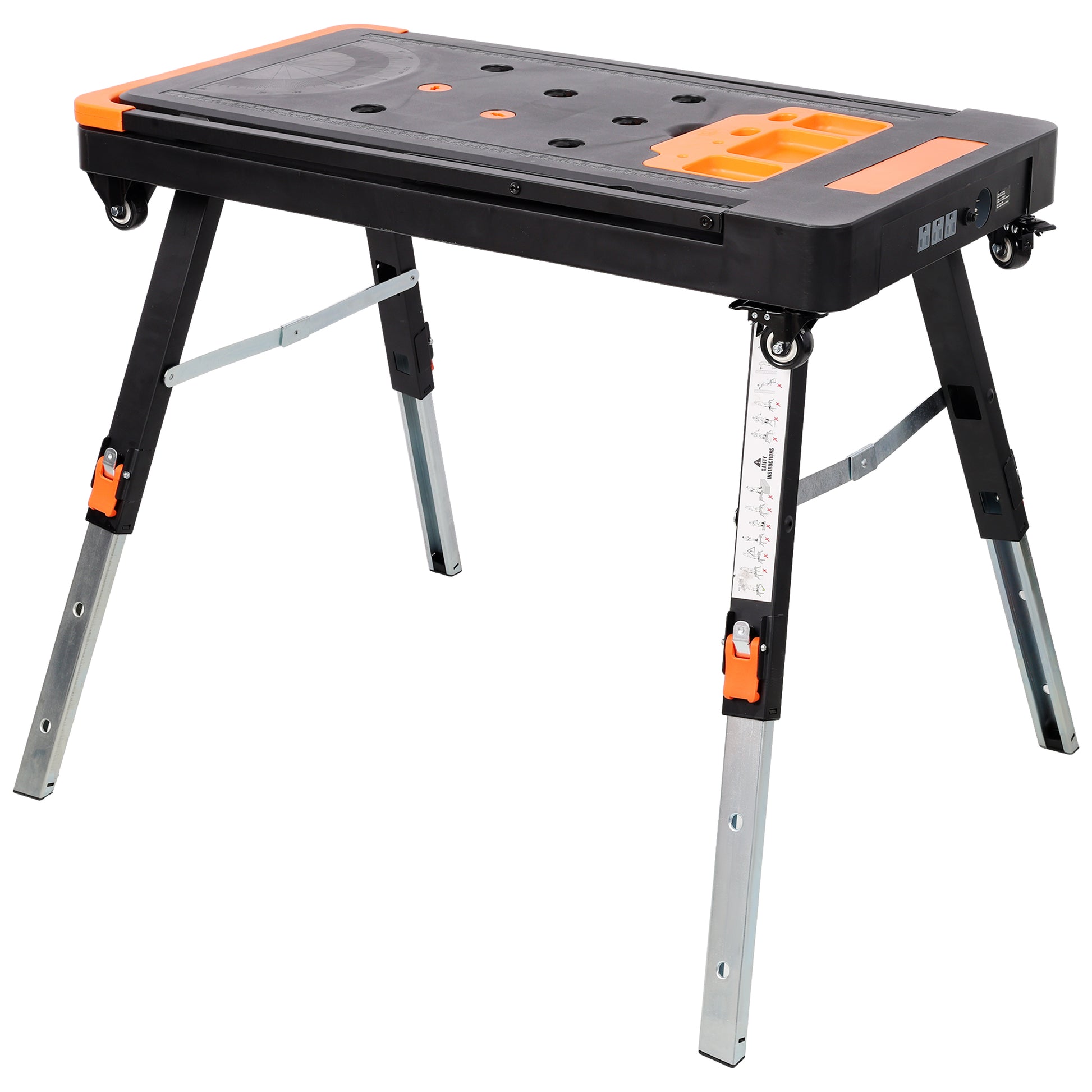 8-in-1 Multifunctional Folding Work Table with US Standard Socket, Portable Heavy Duty Workbench with Wheels for Garage Workshop Home Use image 8