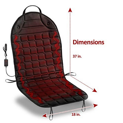 Black 12V Heated Seat Cushion packaging