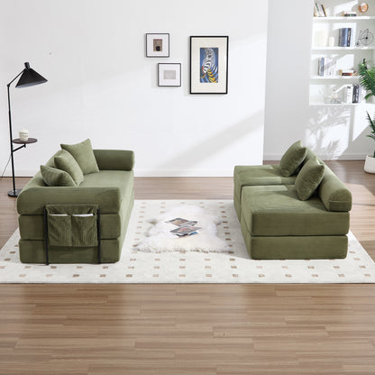 UNITED WE WIN convertible folding sofa bed, with fixed frame and pillow back handrail, cloud corduroy folding mattress sofa, folding memory foam bed in living room/dormitory/guest room/home office/apt image 9