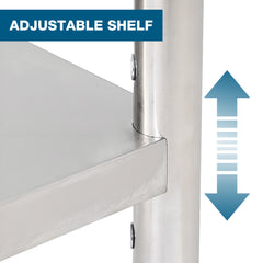 24''*18'' Commercial Work Table for Restaurant and Home Stainless Steel Kitchen Prep Table with Under Shelf and wheels