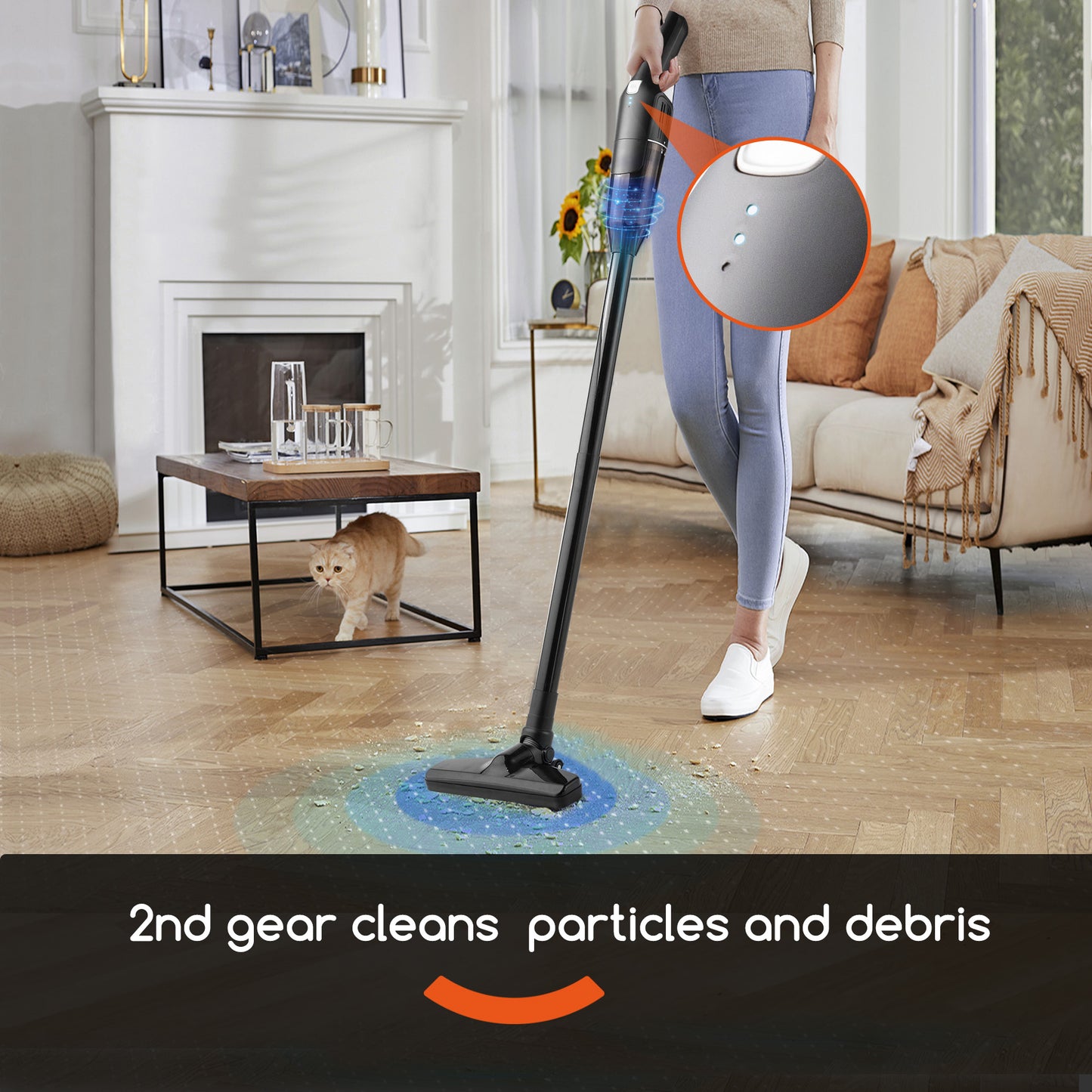 Cordless Stick/Handheld Vacuum Cleaner, 10-17Kpa 2-Level Powerful Suction,Fast Charging-Use Durable,Latest Household Vacuum Cleaners for Cleaning Flooring, Carpets, Sofas, Car Seat,Hair and Dust image 6