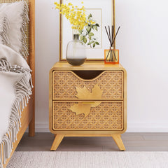 Hand-Carved Accent Cabinet with 2 Drawers - Elegant Storage Solution
