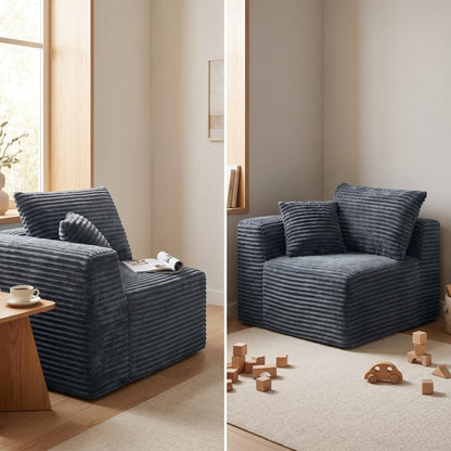 Gray Corduroy Modular Compression Sofa, Legless Floor-Hugging Armless Accent Chair for Living Room Bedroom image 4