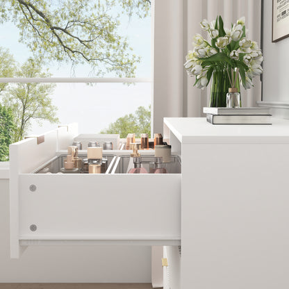 Modern 6-Drawer Dresser, Chest of Drawers for Bedroom, Living Room, Hallway, and Entryway - Large Storage Cabinet, White,Drawer panel with wavy patterns image 11
