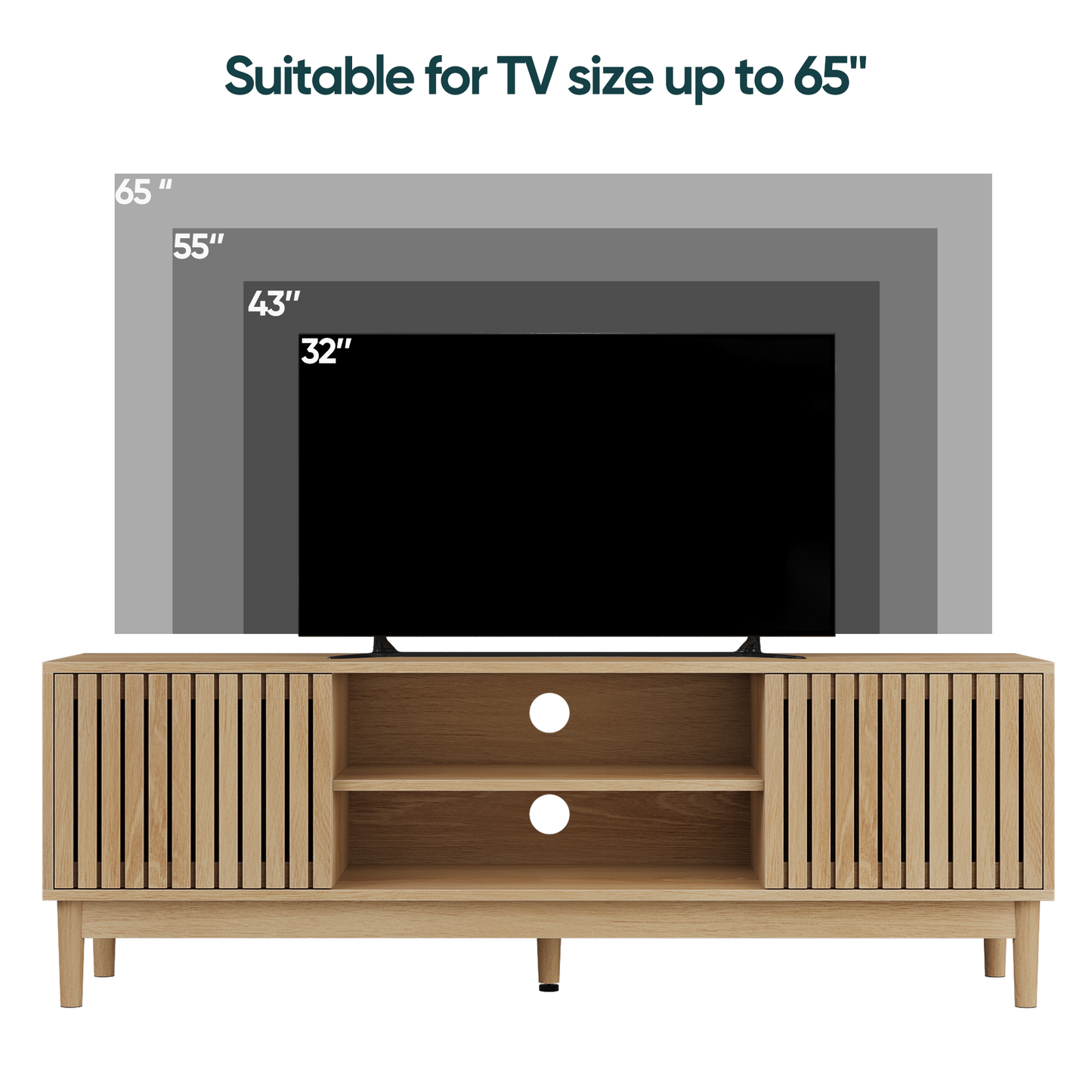 55-inch TV stand, mid-century modern style TV stand (suitable for 55/65-inch TVs), entertainment center with storage, media console for living room and bedroom, oak color image 11