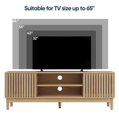 55-inch TV stand, mid-century modern style TV stand (suitable for 55/65-inch TVs), entertainment center with storage, media console for living room and bedroom, oak color image 11