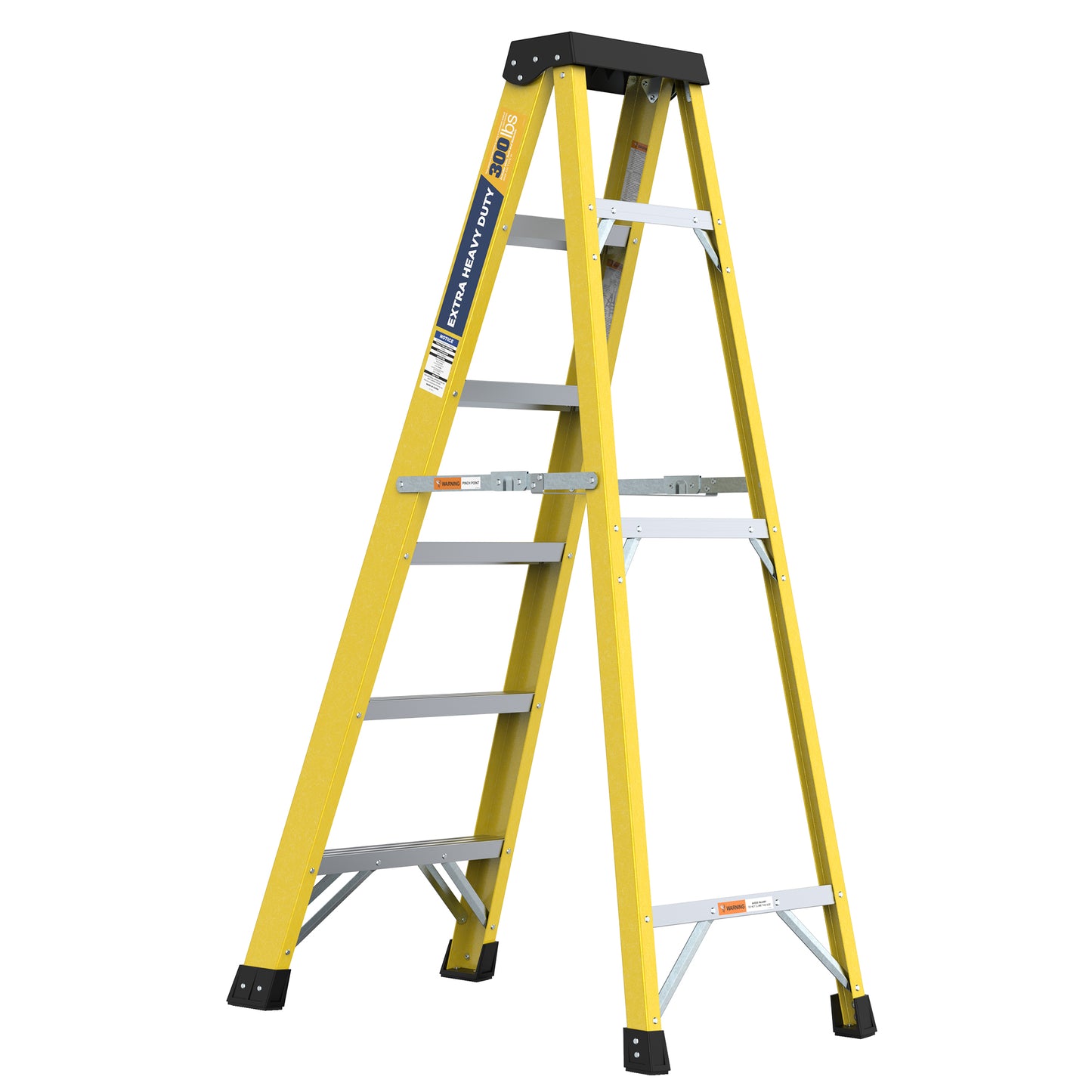 Fiberglass Reinforced Single Side Ladder – Lightweight Non-Conductive Access Ladder 6 step Yellow 300 LBS Capacity image 3