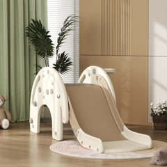 Qaba 3 in 1 Toddler Slide for Years 1-3, Kids Slide with Climber, Basketball Hoop, Elephant-Shaped Indoor Slide, Cream White