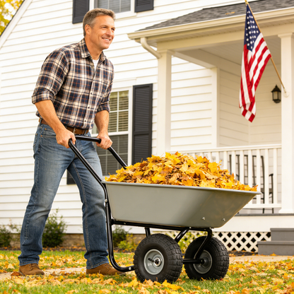 Two-wheeled cart, garden cart, 10-inch pneumatic wheels(gray) image 1