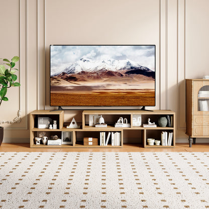Modular Freestyle TV Stand, Light Wood Adjustable Media Console with Open Storage Compartments, Modern Minimalist Entertainment Center, Free‑Combination TV Cabinet for Living Room Bedroom Apartment image 2
