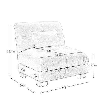Pariss Armless Sofa W/1 pillow - Light Coffee image 7