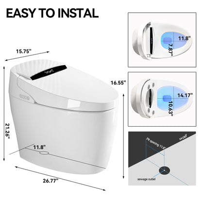 Smart Toilets with Heated Bidet Seat.Portable toilet with bidet built.Intelligent Toilet Auto Open/Close Seat. Bidet toilet with Dryer and Warm Water image 7