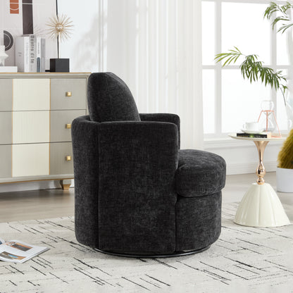 Vanity Chair,Swivel Accent Chair, 360 Degree Round Swivel Barrel Chair, Upholstered Comfy Swivel Chairs for Living Room,Accent Chairs for Bedroom, Reading Room,Powder Room,Black image 5
