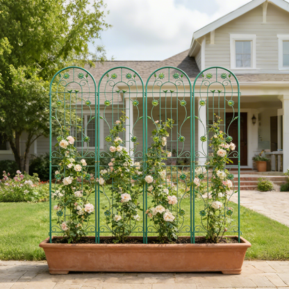 4 Pack Metal Garden Trellis 86.7" x 19.7" Rustproof Trellis for Climbing Plants Outdoor Flower Support Green image 5