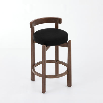 Set of 2 Swivel Counter Stools,Mid-Century Modern Bar Stools with Back,26 Inch Seat Height,Solid Wood Frame,Soft Linen Upholstered Bar Chairs with Footrest,Ideal for Kitchen Island,Black,SW1882BK image 4