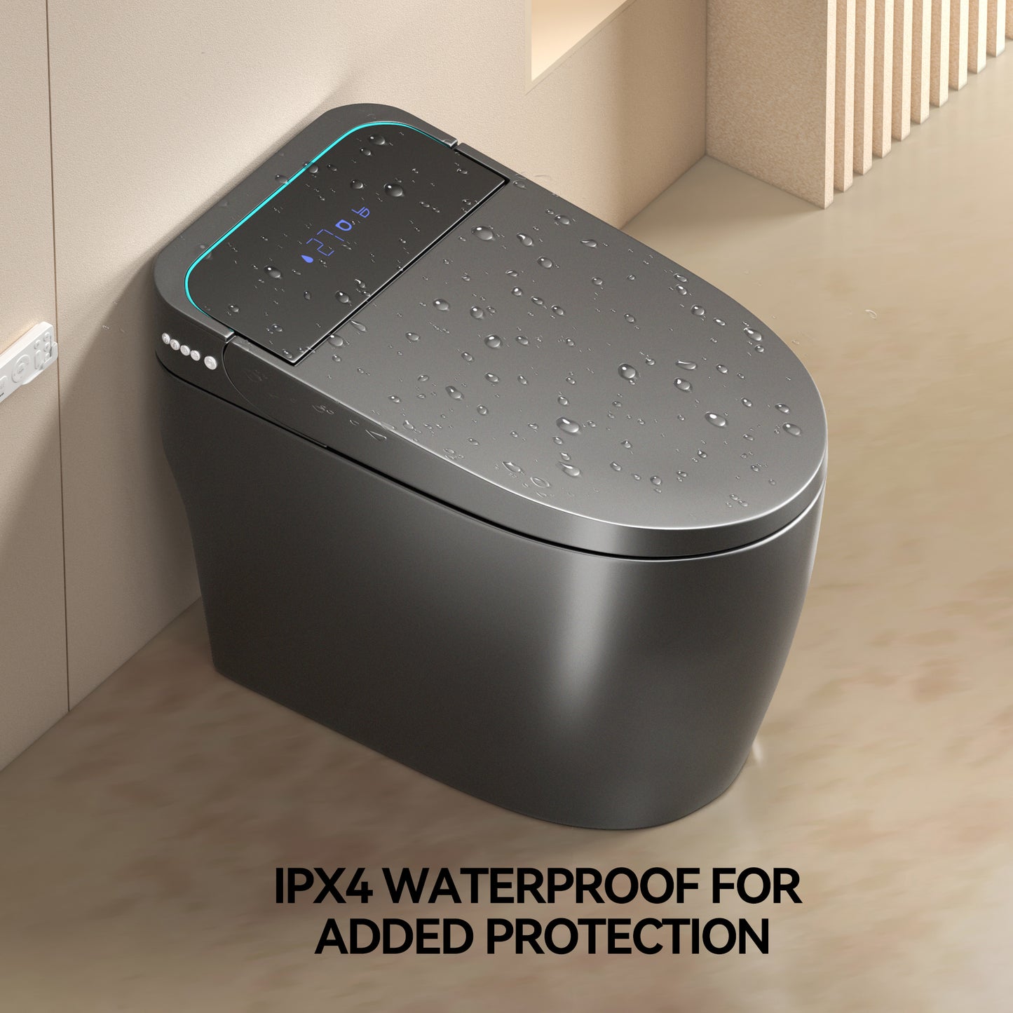 Unique Smart Toile, One Piece Toilet with Bidet Built In,Intelligent Toilet Auto Open/Close Seat. Bidet toilet with Dryer and Warm Water.Gray image 2
