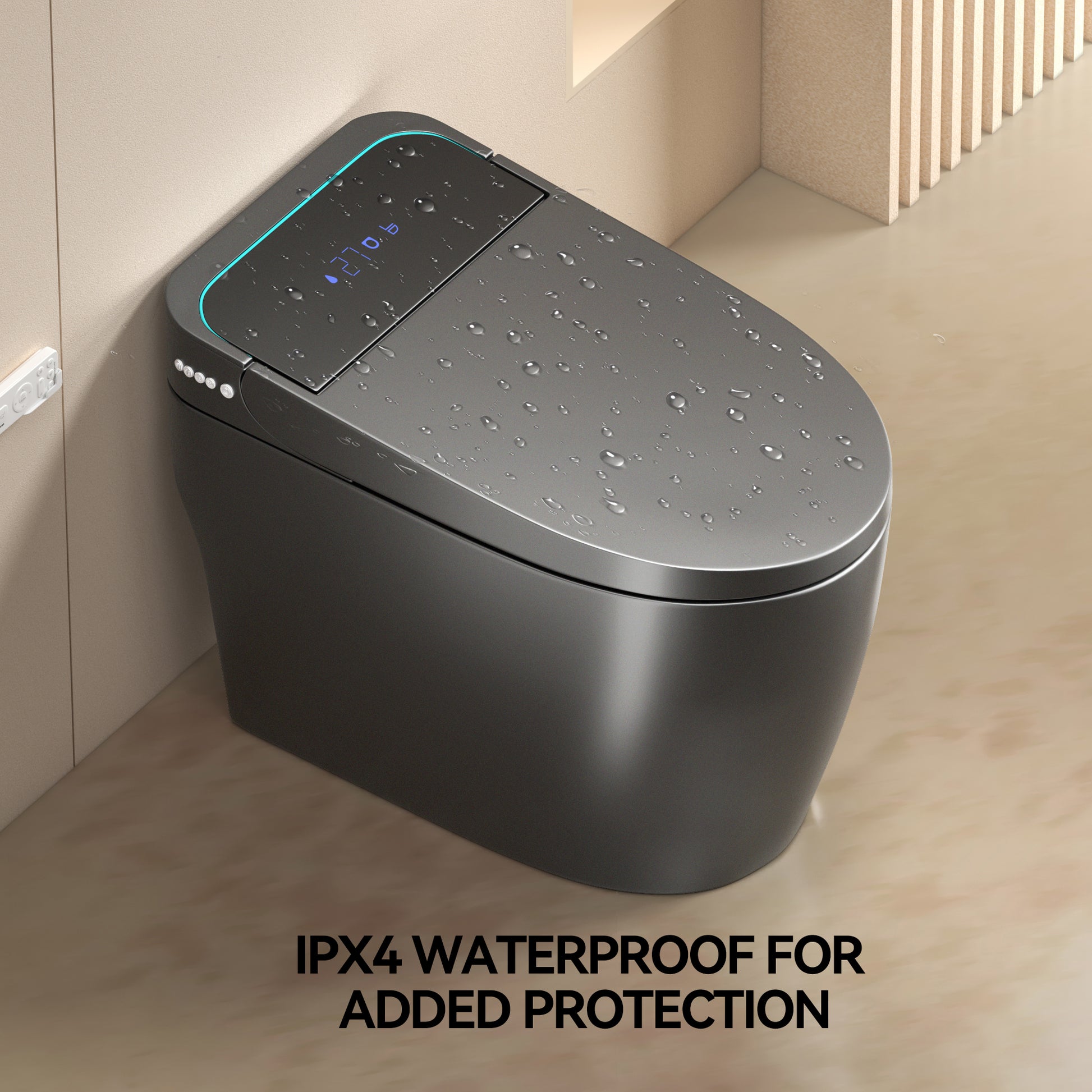 Unique Smart Toile, One Piece Toilet with Bidet Built In,Intelligent Toilet Auto Open/Close Seat. Bidet toilet with Dryer and Warm Water.Gray image 2