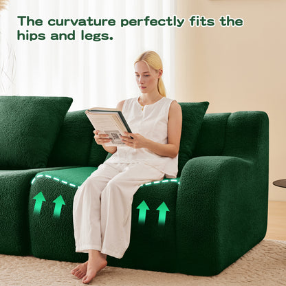 Soft Teddy Fabric Boneless Sofa,No Assembly Required Streamlined Design,Anti-Slip Design 32D High Density Sponge Fits Living Rooms Bedrooms,Green image 9