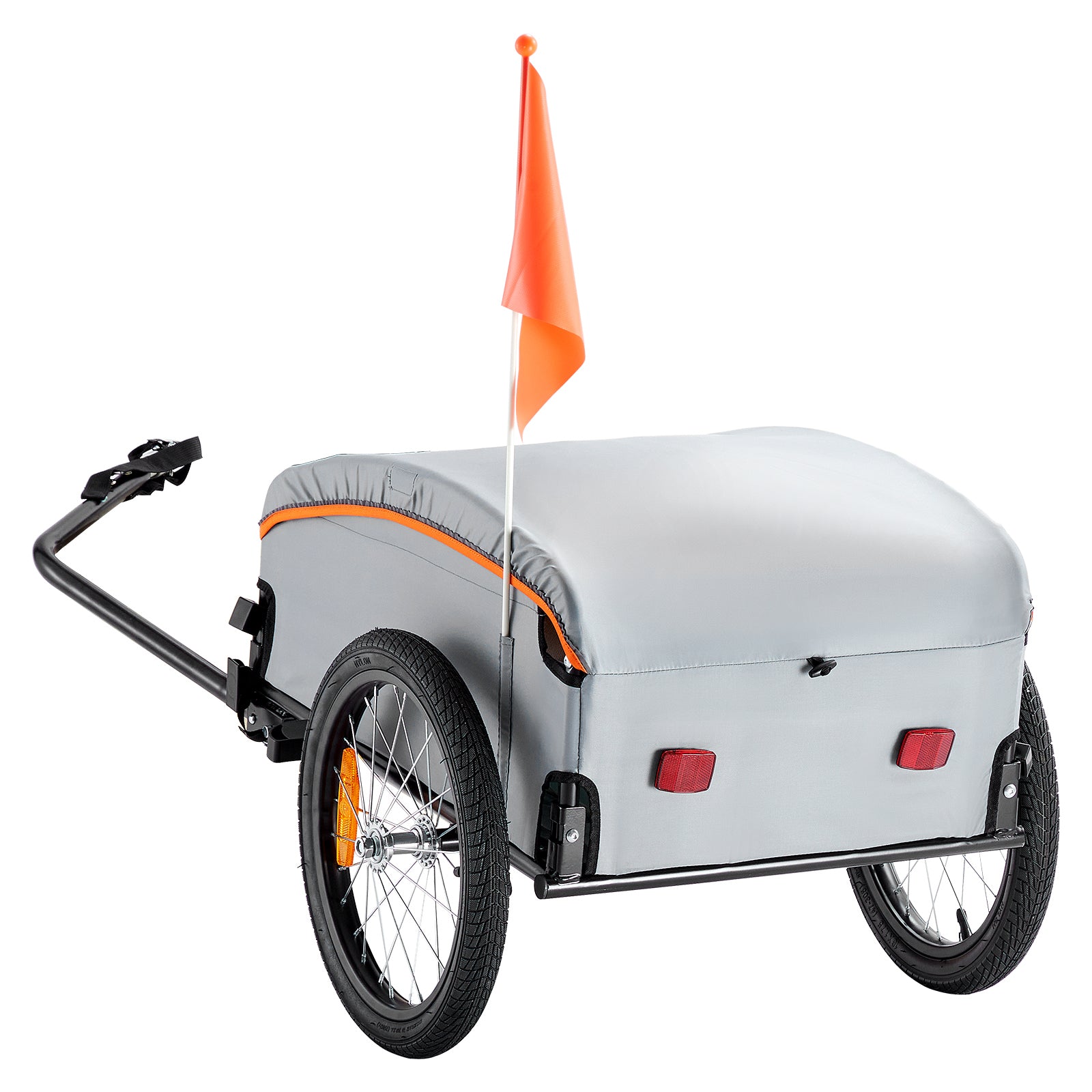 Bike Cargo Trailer, 100 lbs Load Capacity, Heavy-Duty Bicycle Wagon Cart, Foldable Compact Storage with Universal Hitch, Waterproof Cover, 16" Wheels, Safe Reflectors, Fits 22"-28" Bike Wheels image 1