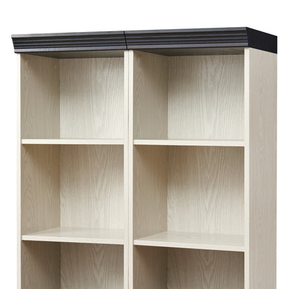 Farmhouse Tall Storage Cabinet with Adjustable Shelves, 3D Wood Grain Finish MDF Bookcase, Open Display Cubbies & Closed Barn Door Storage, Freely Combinable Bookshelf for Bedroom Living Room Office image 9