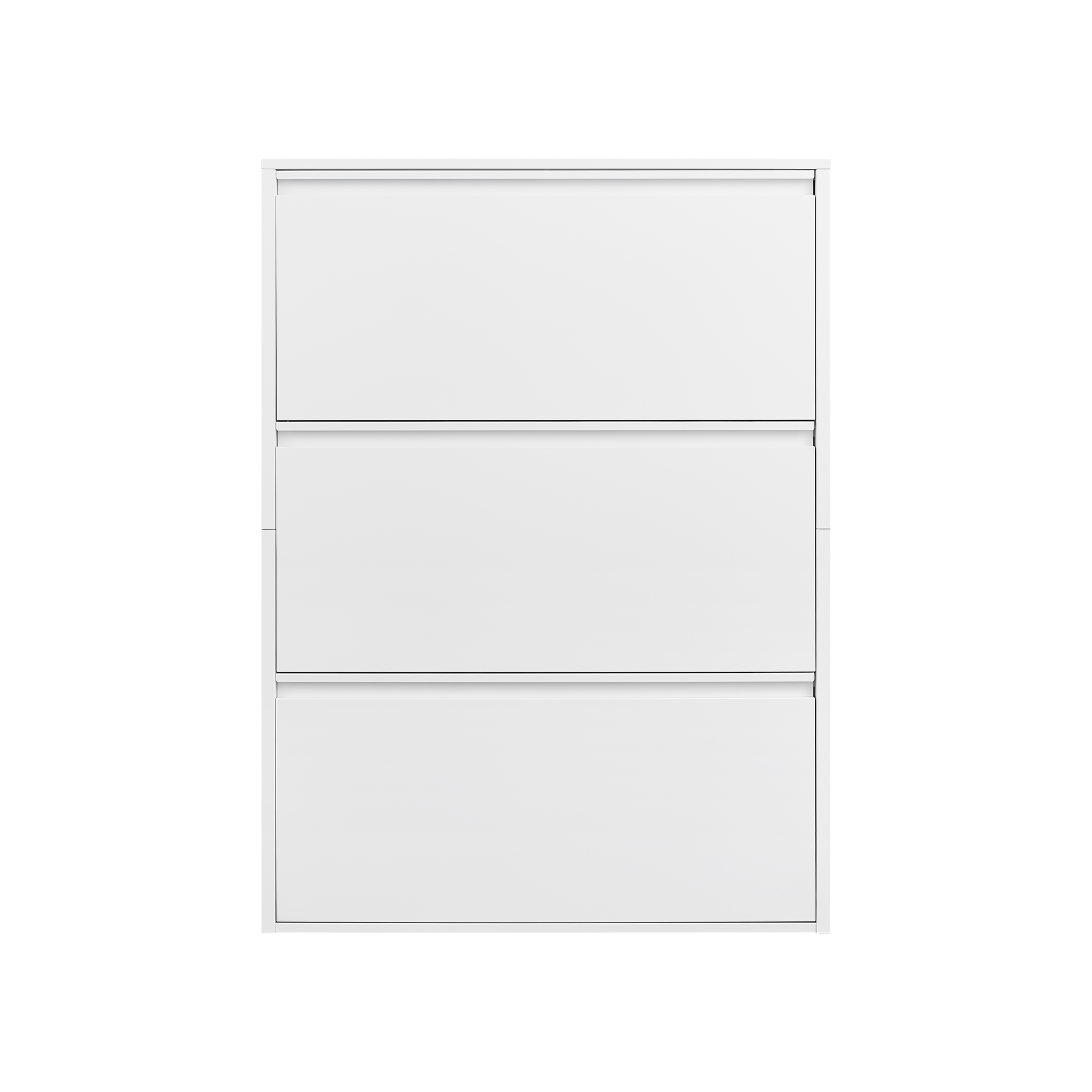 Metal Shoe Cabinet with 3 Flip Drawers, Wall Mounted Shoe Organizer, Narrow Slim Hidden Shoe Rack for Entryway,White image 12