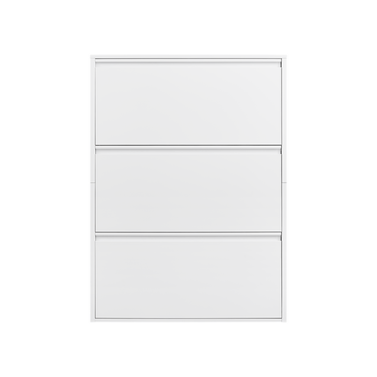 Metal Shoe Cabinet with 3 Flip Drawers, Wall Mounted Shoe Organizer, Narrow Slim Hidden Shoe Rack for Entryway,White image 12