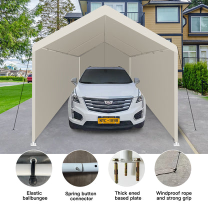 Carport, 12×20 Heavy Duty Portable Carport Garage Tent for Outdoor Storage Shelter white image 5