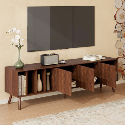 68" Mid-Century Modern TV Stand, Media Console Table for TVs up to 75'', Entertainment Center with 5 Solid Wood Legs for Living Room, Bedroom image 2