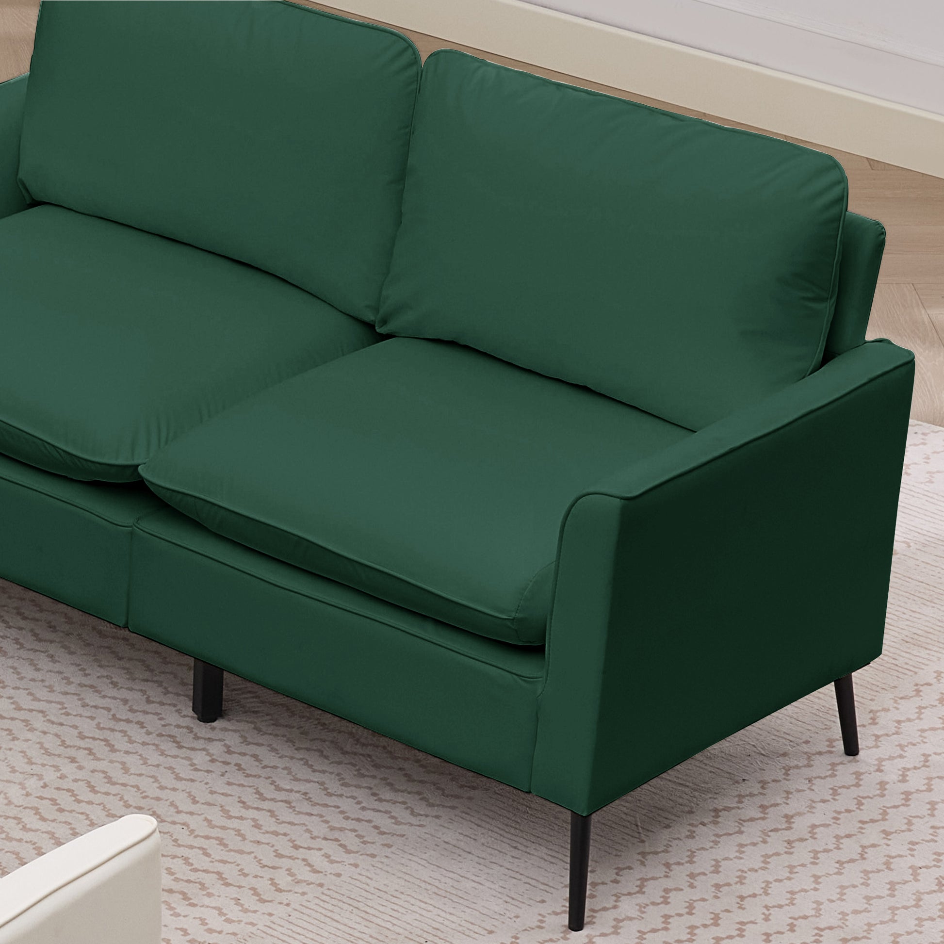 TS Cat paw leather upholstered sofa loveseat,Nordic retro light luxury living room balcony bedroom single casual sofa chair Double sofa + two pack combination(Green) image 4