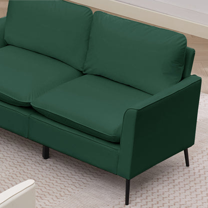 TS Cat paw leather upholstered sofa loveseat,Nordic retro light luxury living room balcony bedroom single casual sofa chair Double sofa + two pack combination(Green) image 4