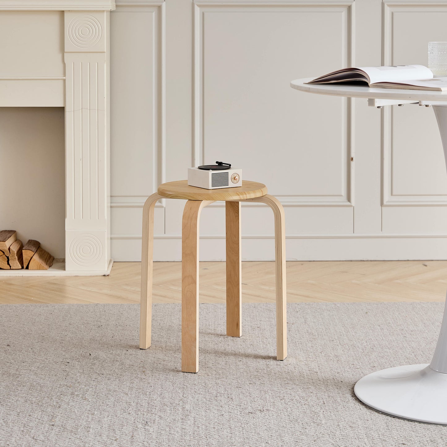 Set of 4 Stackable Stools, Stackable Bentwood Stools, Round Backless Chairs for Dining Room, Kitchen, Classroom image 5