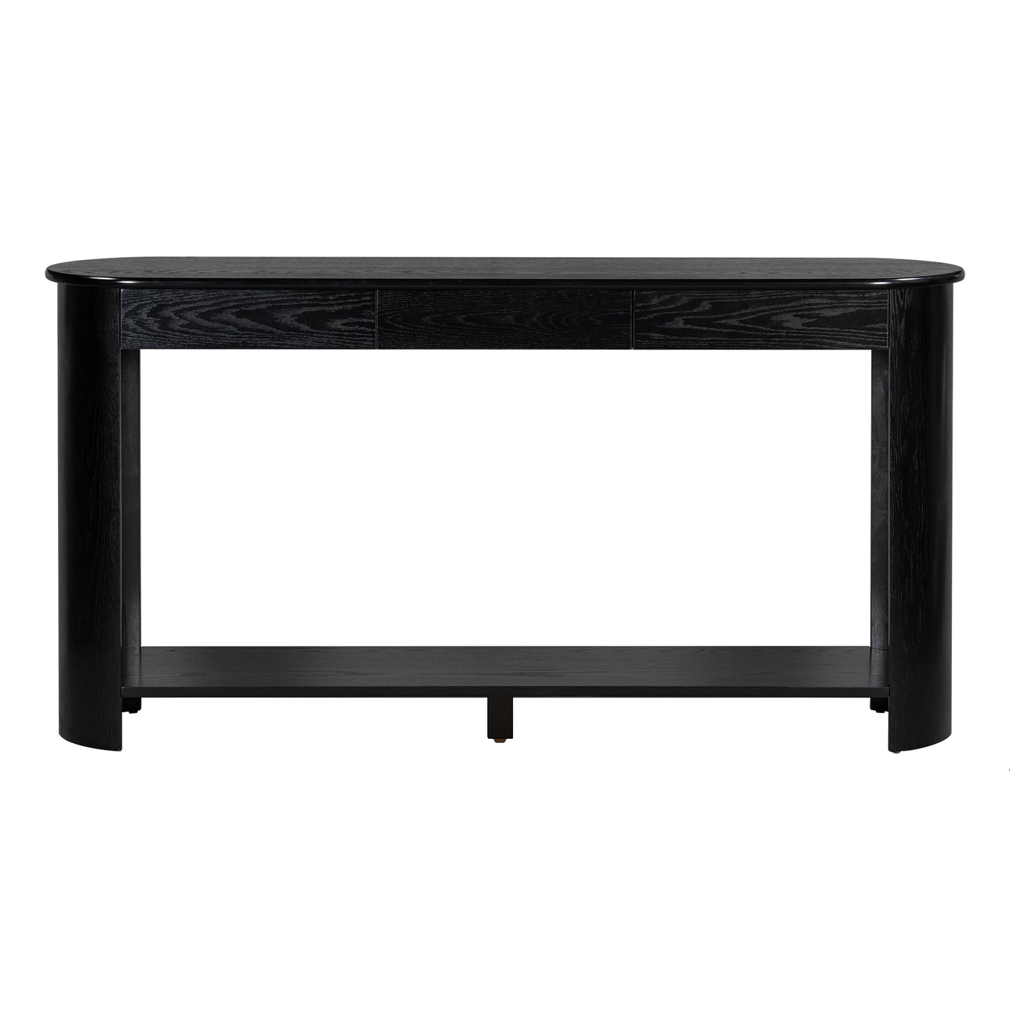 U_Style 59.8'' Modern Oak Veneer Console Table with 3 Drawers,Farmhouse Entryway Table with Shelf,Wood Sofa Table with Semi-Circular Design, Suitable for Living Room,Hallway,Entryway, Foyer, Corridor image 10